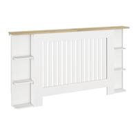 Cache-radiateur HOMCOM avec étagères de rangement ouvertes, cache-radiateur à lattes verticales pour salon, couloir, grand format, blanc (H : 83 / L : 152 / P : 19 cm)