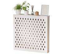 Cache-radiateur MDF Blanc Ajouré Respirant Grille Ventilée, Panneau Chauffage Avec Étagère Pour Masquer Tuyaux Et Boîtier Chauffage, Couverture Décorative Intérieur Maison Salon Couloir(70x80x20 cm)