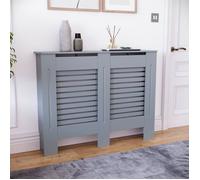 Cache-radiateur Milton format moyen à lamelles modernes en MDF finition grise L 111 x P 19 x H 82 cm
