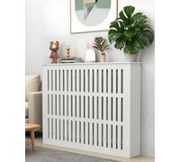 Cache-radiateur moderne - Armoire chauffante élégante avec grille à lattes verticales à persiennes - Blanc, 80 x 90 x 20 cm (L x H x P) - Parfait pour la décoration d'intérieur et les solutions de