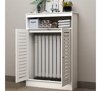 Cache-radiateur moderne avec double portes et étagères Sto - Armoire chauffante pour salon, maison et bureau - Dissimule les tuyaux encombrés