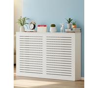 Cache-radiateur moderne blanc - Armoire chauffante à lattes avec étagère, installation facile pour le salon, 90 x 15 x 80 cm - Accessoire élégant pour chauffage domestique