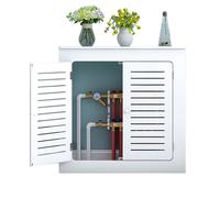 Cache-radiateur moderne blanc - Armoire chauffante décorative ventilée avec 2 portes - Protection de radiateur élégante pour la maison et le bureau (70 x 70 x 15 cm)