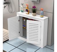 Cache-radiateur moderne blanc et garde chauffante, armoire latérale élégante avec étagère de rangement de protection en bois, meuble décoratif pour salle de bain et bureau avec 2 portes
