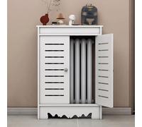 Cache-radiateur moderne en bois avec grille à persiennes, armoire chauffante décorative pour améliorer l'esthétique de la pièce, solution de rangement peu encombrante pour salon, chambre à coucher