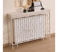 Cache-radiateur moderne en fer - Armoire chauffante décorative avec motif creux et étagère de rangement pour salon/chambre à coucher - Blanc 90 x 80 cm