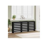 Cache-radiateur noir 205x21,5x83,5 cm bois d'ingénierie, bouchon de radiateur, cache-radiateur haut, radiateur à 852718