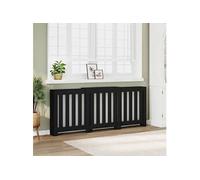 vidaXL Cache-radiateur noir bois d'ingénierie 205x21,5x83,5 cm - avec bouchon