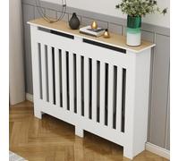 Cache-Radiateur pour la Maison, Cache Radiateur Panneaux en Bois et Plastique avec Table de Rangement pour Chambre à Coucher, Couloir, Étagère Décorative, Design Creux(90*90*25cm/35.4*35.4*9.8in)