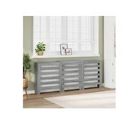 vidaXL Cache-radiateur Sonoma gris 205×21,5×83,5 cm bois d'ingénierie avec bouchon