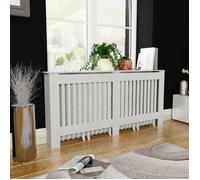 vidaXL Cache-radiateur 172 cm, MDF, design à lattes moderne, blanc