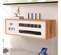 Cache-routeur Mural Wi-FI, Panier pour Cacher Le routeur, Armoire de Rangement multimédia Domestique, boîte de Rangement pour routeur sans Fil Wi-FI, pour Le Bureau et la Maison (Marron)