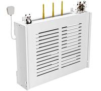 Cache Routeur WiFi Boîte de Rangement pour Câbles Étagère Murale en Bois Sans Perçage Organisateur de Multiprise Box TV Décodeur Décoration avec Ventilation Fente Cache-Fils Anti-Poussière(47x11x36cm)