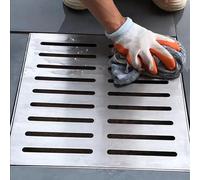 Cache-siphon carrés pour une utilisation en extérieur - Couvercle de vidange tempête pour balcon et cour - Grille de drainage en métal pour bloquer les feuilles - Système de drainage de tranchée