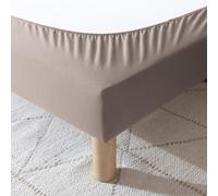 Cache-sommier 110x190 Taupe - 100% Coton Jersey Extensible - Doux, Résistant, Facile à Installer - Oeko-TEX - pour sommier de 15 à 30 cm
