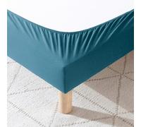 Cache-sommier 140x190 Bleu - 100% Coton Jersey Extensible - Doux, Résistant, Facile à Installer - Oeko-TEX - pour sommier de 15 à 30 cm