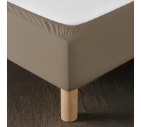 Cache Sommier 140x200 Taupe - Tissu Doux et Extensible - Rendu Impeccable - Facile à Installer