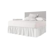 Cache Sommier 160x200 Jupe de lit à Volants Anti-poussière enveloppante épaisse - Sangle élastique Facile Installer plissée avec Tissu sans Plis, Lavable en Machine(White,King 200x200x38cm)