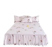 Cache Sommier 1pc Style Floral Jupe De lit Couvre-lit Maison Volants Lin Falda Cama (Pas de taie d'oreiller)(S,King 180x220cm 1pc)