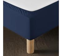 Cache Sommier 200x200 Bleu - Tissu Doux et Extensible - Rendu Impeccable - Facile à Installer