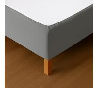 Cache Sommier 200x200 Gris - Tissu Doux et Extensible - Rendu Impeccable - Facile à Installer