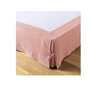 AltoBuy OUREA - Cache-Sommier à Nouettes 140x190cm Gaze de Coton Rose Pêche