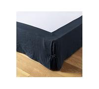 AltoBuy OUREA - Cache-Sommier à Nouettes 160x200cm Gaze de Coton Minuit