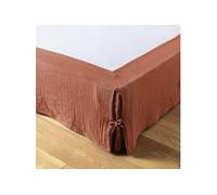 Cache-Sommier à Nouettes 180x200cm Gaze de Coton Terracotta - OUREA - ALTOBUY Rouge