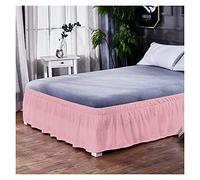 Cache-sommier à Volants,Enveloppant Chemise De Lit sans Dessus, Accessoires, Décoration Maison, Jupe, Emballage Élastique, Couvre-lit(Pink,135cm 200cm 40cm)