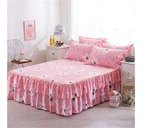 Cache-sommier à Volants,Enveloppant Jupe De Lit Double en Mousseline Soie Et Satin, Couvre-lit Coton, Drap, Décoration Mariage, Couverture Élastique(B Bedskirt)