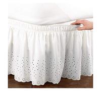Cache-sommier à Volants,Enveloppant Jupe De Lit Enveloppante, Couvre-lit en Coton Brodé, Facile À Ajuster, Couvre-Matelas Volants Anti-poussière, 1,5 M /,8 2, Jupe Simple(White)