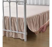 Cache-sommier à volants pour lit double avec design touffeté de 30,5 cm de hauteur - Coins fendus - Crème rosée élégante - Parfait pour les chambres à coucher - Accessoires de lit faciles à installer