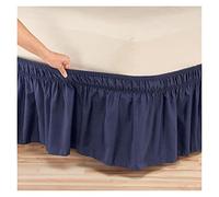 Cache Sommier AntipoussièRe 35 Jupes De Lit Élastiques À Enrouler, sans Surface, Taille Double/Full/Queen/King, Hauteur 38cm, for La Décoration Maison(Blue,180 x 200 x 38cm)