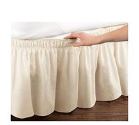 Cache Sommier AntipoussièRe 35 Jupes De Lit Élastiques À Enrouler, sans Surface, Taille Double/Full/Queen/King, Hauteur 38cm, for La Décoration Maison(Beige,180 x 200 x 38cm)