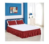 Cache Sommier AntipoussièRe Jupe De Lit À Volants 4 Couches Élastique Enroulable Style Hôtel pour Double Complet Queen King(Wine Red,Full 120x200x45cm)