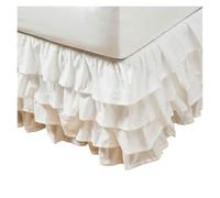 Cache Sommier AntipoussièRe Jupe de lit à Volants 4 étages entourant Un Couvre élastique sans Surface(White,Queen 150x200x45cm)