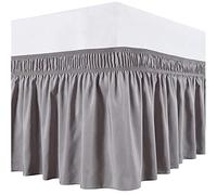 Cache Sommier AntipoussièRe Jupe De Lit Blanche À Enrouler, Élastique, Double/Full/Queen/King 38cm, Usage Domestique Et Hôtelier(Gris,120x200x38cm)