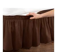 Cache Sommier AntipoussièRe Jupe De Lit D'hôtel avec Chemise Extensible Enveloppante sans Literie/Ensemble Complet/Queen/Jumbo 38cm Hauteur, Décoration La Maison(Coffee,180 x 200 x 38cm)