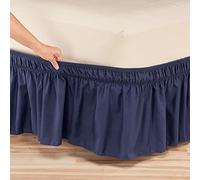 Cache Sommier AntipoussièRe Jupe De Lit D'hôtel avec Chemise Extensible Enveloppante sans Literie/Ensemble Complet/Queen/Jumbo 38cm Hauteur, Décoration La Maison(Blue,180 x 200 x 38cm)
