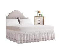 Cache Sommier AntipoussièRe Jupe De Lit Enveloppante 15 Pouces Élastique Résistante À La Poussière Et Décoloration avec Ceinture Réglable Facile Installer Résistant(Queen 150x200x38 cm)