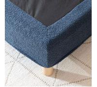 Cache-sommier bouclette intégral bleu marine 90x190 - Bleu marine - Terre de Nuit
