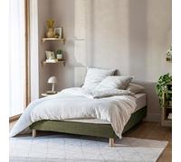 Cache-sommier Bouclette intégral Kaki 140x190