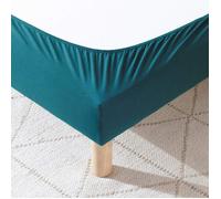 Cache-sommier coton jersey bleu canard 140x190 à 150x200