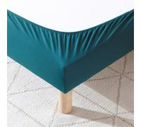 Cache-sommier coton jersey bleu canard 180x190