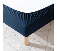 Cache-sommier coton jersey bleu marine 160x190 à 180x200 - Bleu marine - Terre de Nuit