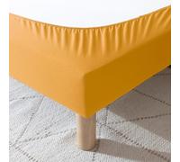 Cache-sommier Coton Jersey Jaune Moutarde 100x190 à 110x200