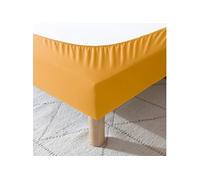 Cache-sommier coton jersey jaune moutarde 160x190 à 180x200
