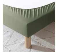 Cache-sommier Coton Jersey Kaki 160x200 à 180x200
