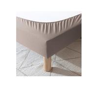 Cache-sommier 200x200 Taupe - 100% Coton Jersey Extensible - Doux, Résistant, Facile à Installer - Oeko-TEX - pour sommier de 15 à 30 cm