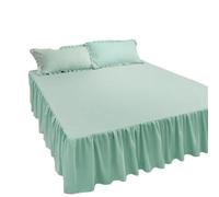 Cache-sommier Couleur Bonbon, Doux et antidérapant, protège-Matelas uni, for lit Simple ou Double.(Green-no Pillowcase,100x200cm)